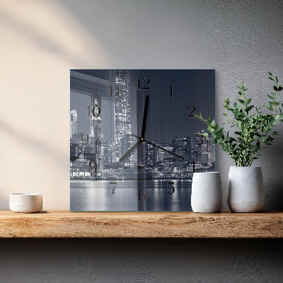 Vierkante glazen wandklok Horizon