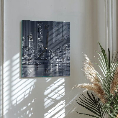 Vierkante glazen wandklok Horizon