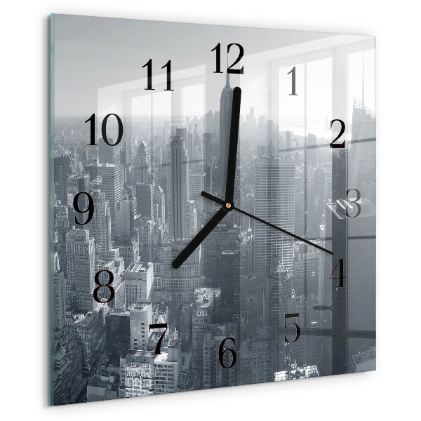 Vierkante glazen wandklok Horizon