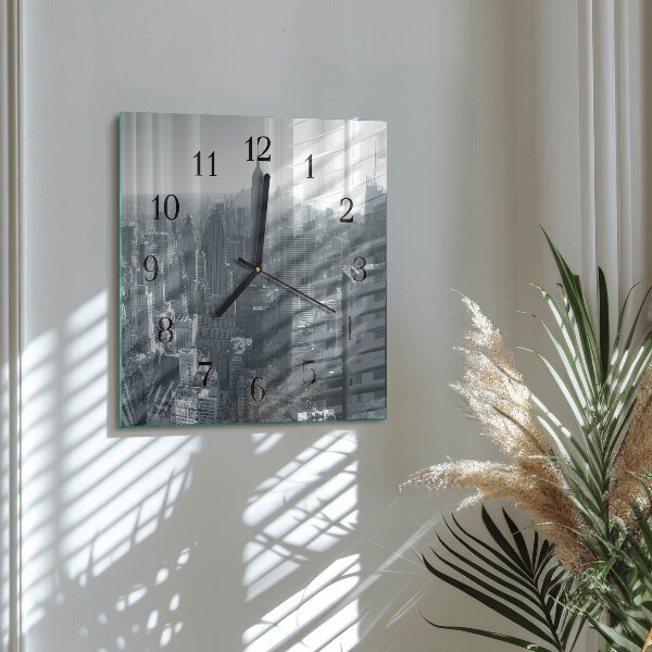 Vierkante glazen wandklok Horizon
