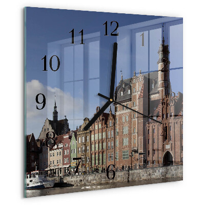 Vierkante glazen wandklok Gdansk