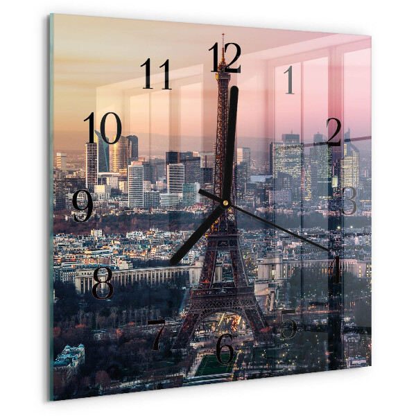 Vierkante glazen wandklok Eiffeltoren Parijs