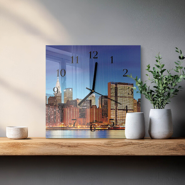 Vierkante glazen wandklok Horizon