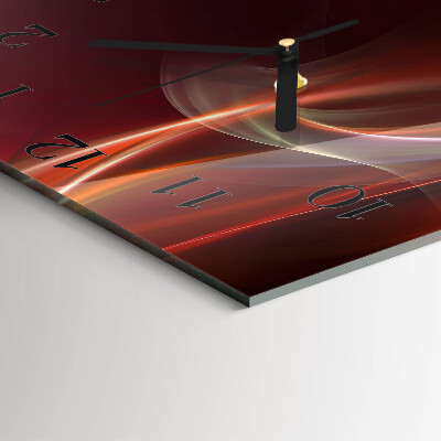 Vierkante glazen wandklok Abstracte lijnen