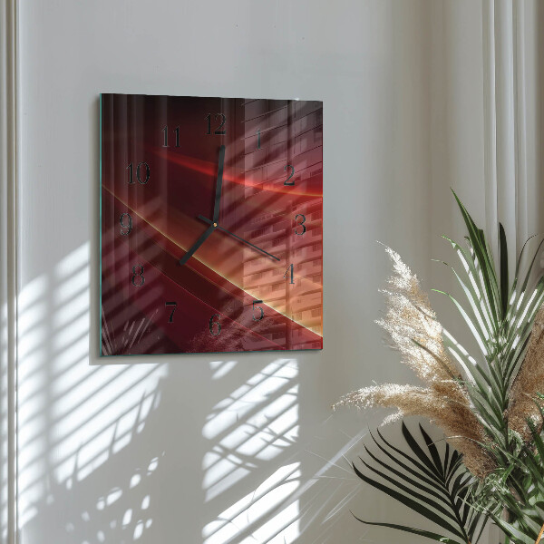 Vierkante glazen wandklok Abstractie