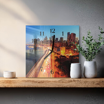 Vierkante glazen wandklok Horizon