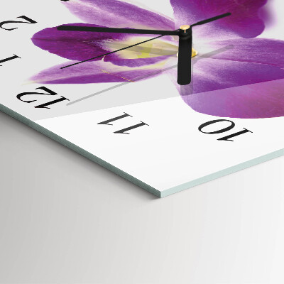 Vierkante glazen wandklok Orchideebloem