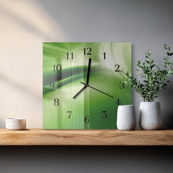 Vierkante glazen wandklok Abstractie