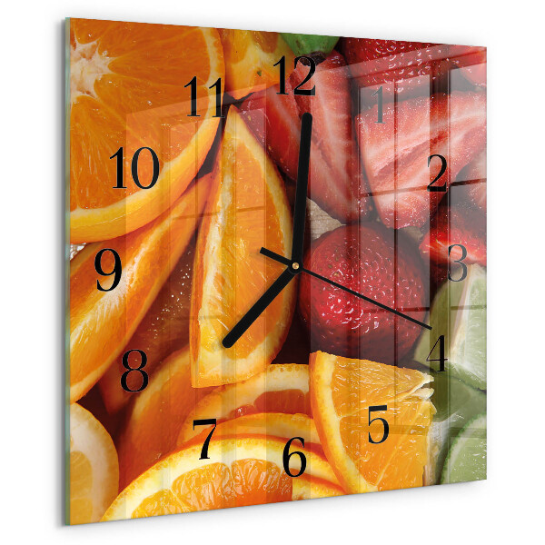 Vierkante glazen wandklok Fruit