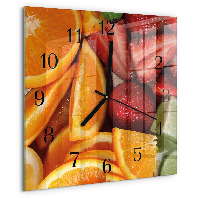 Vierkante glazen wandklok Fruit