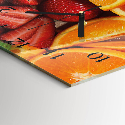 Vierkante glazen wandklok Fruit