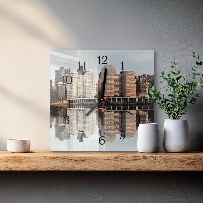 Vierkante glazen wandklok Horizon