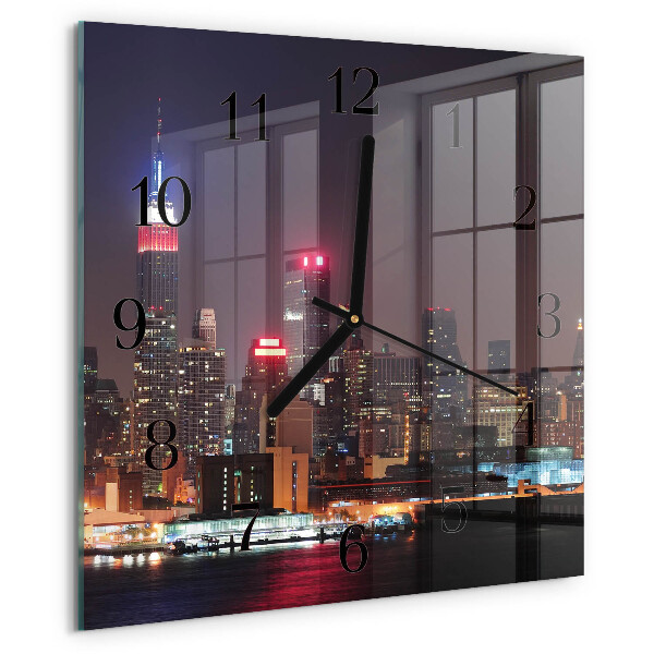 Vierkante glazen wandklok Horizon