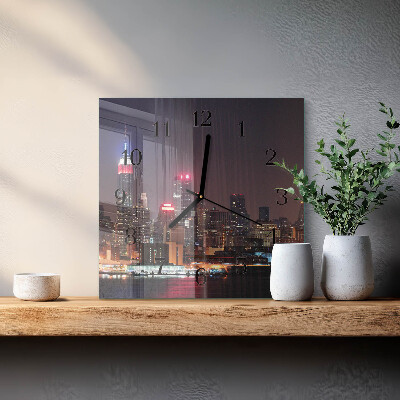 Vierkante glazen wandklok Horizon
