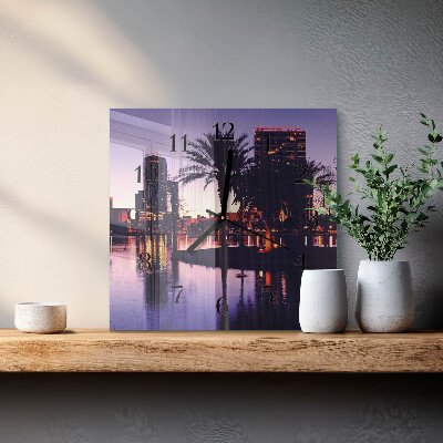 Vierkante glazen wandklok Palmbomen in Florida