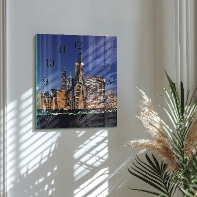 Vierkante glazen wandklok Horizon