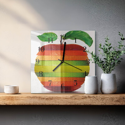 Vierkante glazen wandklok Appel