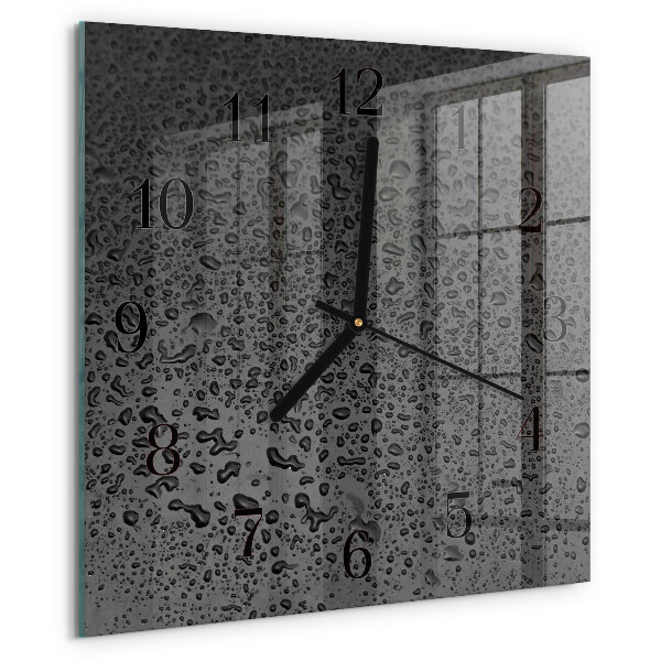 Vierkante glazen wandklok Waterdruppels