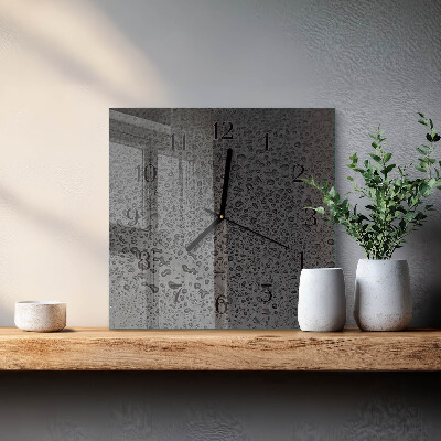 Vierkante glazen wandklok Waterdruppels
