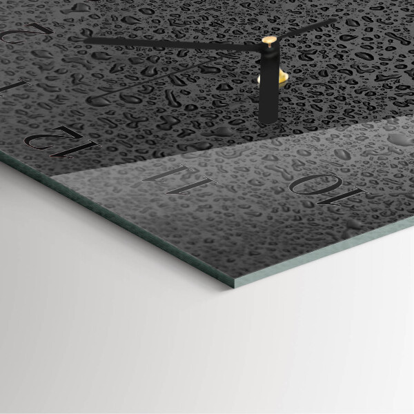 Vierkante glazen wandklok Waterdruppels