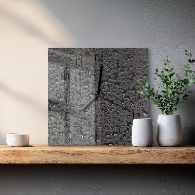 Vierkante glazen wandklok Waterdruppels