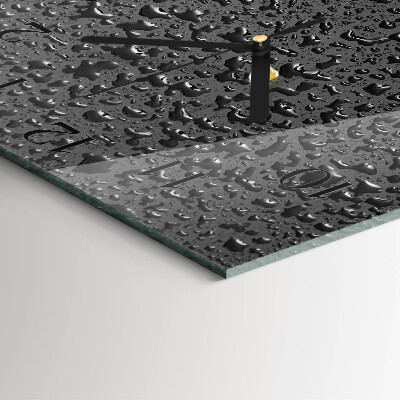 Vierkante glazen wandklok Waterdruppels
