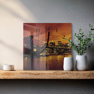 Vierkante glazen wandklok Horizontale brug