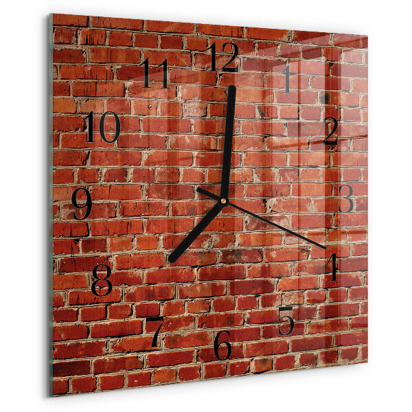 Vierkante glazen wandklok Bakstenen muur