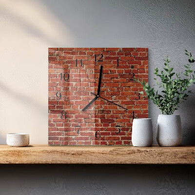 Vierkante glazen wandklok Bakstenen muur