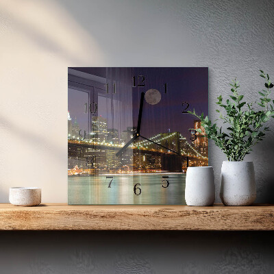 Vierkante glazen wandklok Horizontale brug