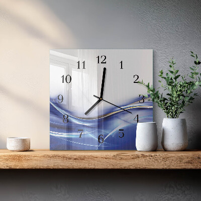 Vierkante glazen wandklok Abstracte lijnen