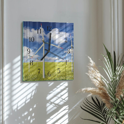 Vierkante glazen wandklok Windpark