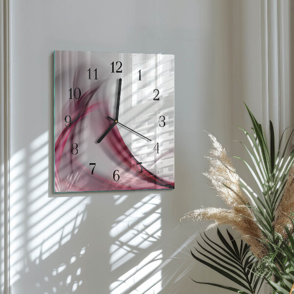Vierkante glazen wandklok Abstracte lijnen