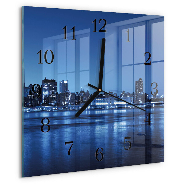 Vierkante glazen wandklok Horizon