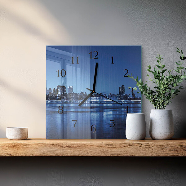 Vierkante glazen wandklok Horizon