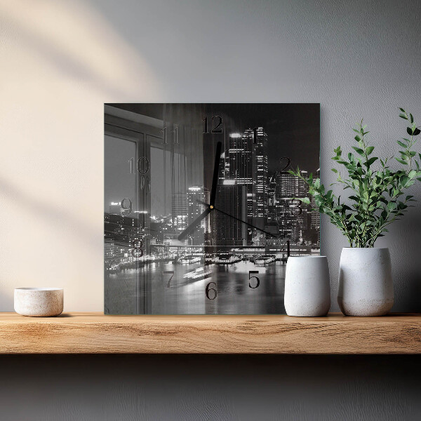 Vierkante glazen wandklok Horizon