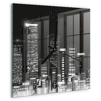 Vierkante glazen wandklok Horizon