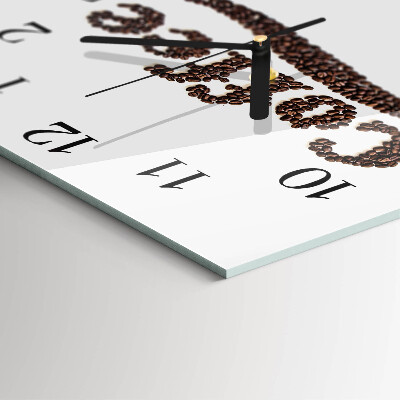 Vierkante glazen wandklok Koffie 