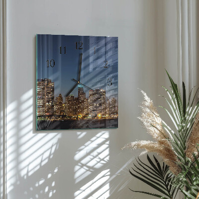 Vierkante glazen wandklok Horizon