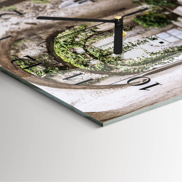 Vierkante glazen wandklok Laanplanten