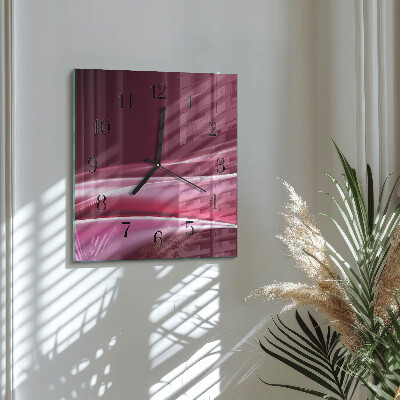 Vierkante glazen wandklok Abstracte lijnen