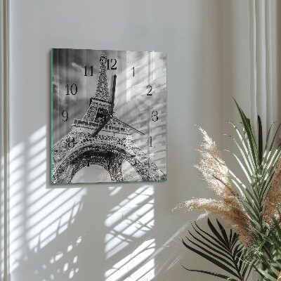 Vierkante glazen wandklok Eiffeltoren Parijs