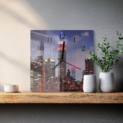 Vierkante glazen wandklok Horizon