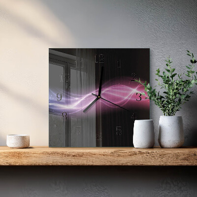 Vierkante glazen wandklok Abstracte lijnen