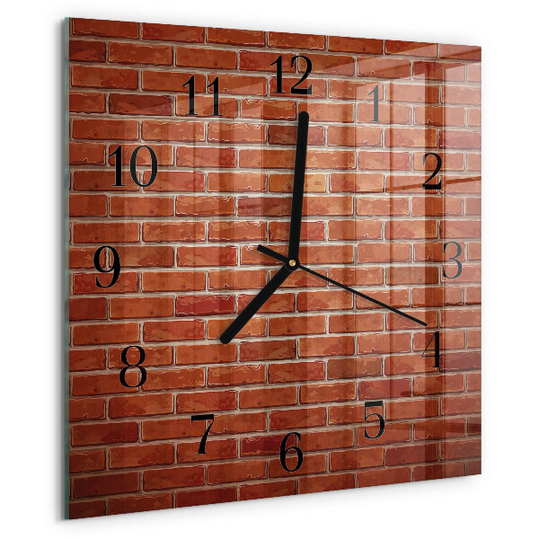 Vierkante glazen wandklok Bakstenen muur
