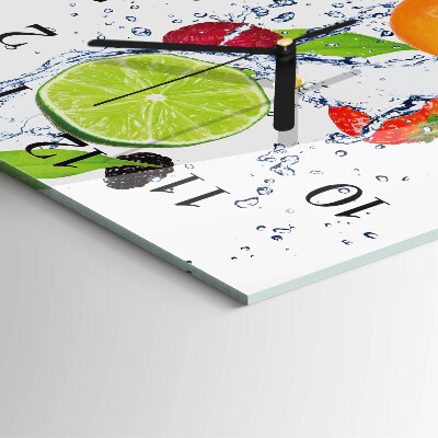 Vierkante glazen wandklok Fruit Citroen