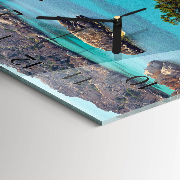 Vierkante glazen wandklok Zeelandschap