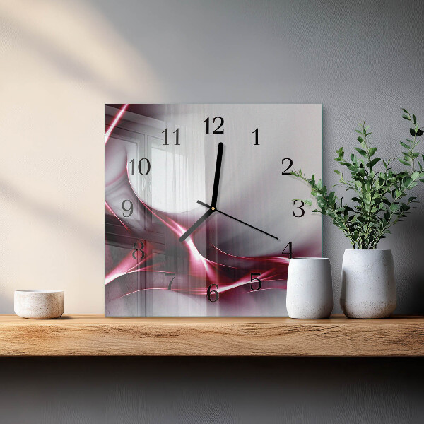 Vierkante glazen wandklok Abstractie