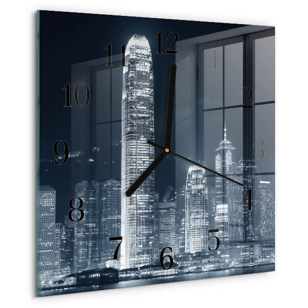 Vierkante glazen wandklok Horizon