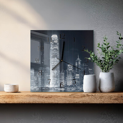 Vierkante glazen wandklok Horizon